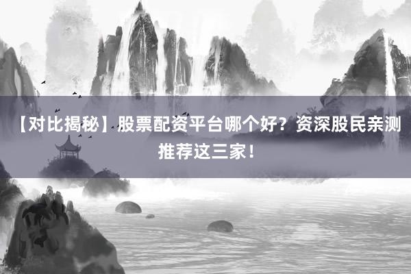 【对比揭秘】股票配资平台哪个好？资深股民亲测推荐这三家！