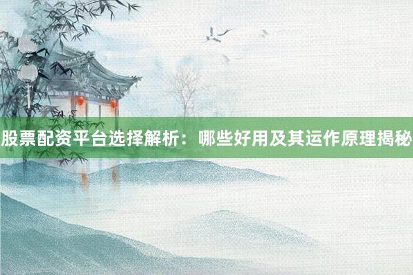 股票配资平台选择解析：哪些好用及其运作原理揭秘