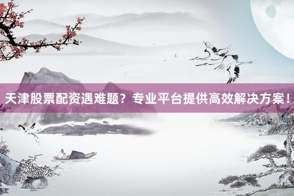 天津股票配资遇难题？专业平台提供高效解决方案！