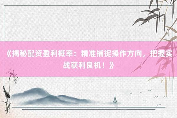 《揭秘配资盈利概率：精准捕捉操作方向，把握实战获利良机！》