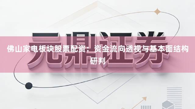 佛山家电板块股票配资：资金流向透视与基本面结构研判