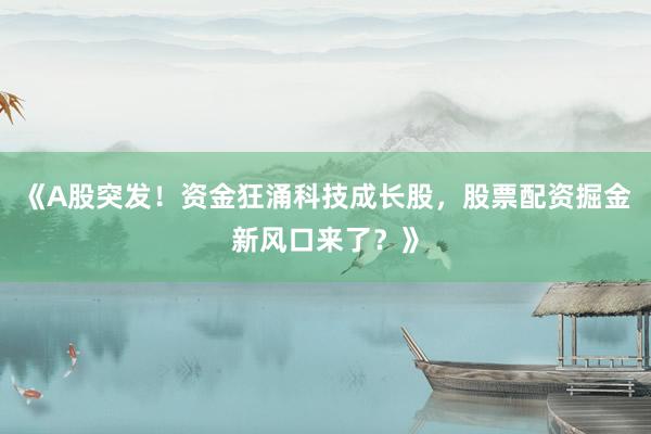 《A股突发！资金狂涌科技成长股，股票配资掘金新风口来了？》