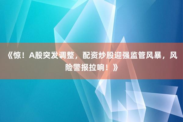 《惊！A股突发调整，配资炒股迎强监管风暴，风险警报拉响！》